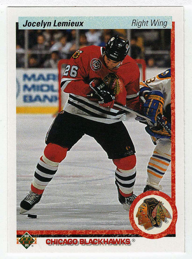 Jocelyn Lemieux RC - Chicago Blackhawks (NHL Hockey Card) 1990-91 Upper Deck # 544 Mint