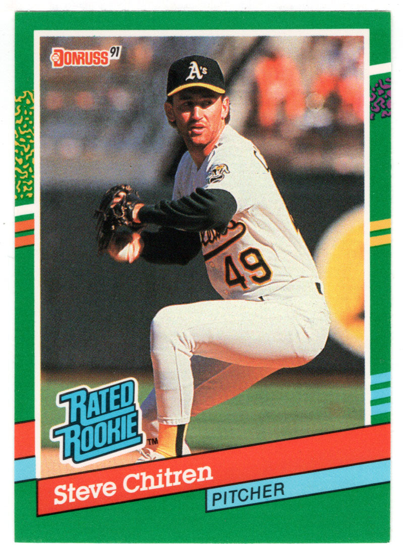Steve Chitren RC - Oakland Athletics - Rated Rookie (MLB Baseball Card) 1991 Donruss # 431 Mint