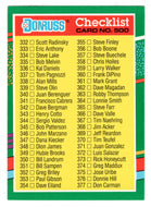 Checklist # 6 (# 332 - # 408) (MLB Baseball Card) 1991 Donruss # 500 Mint
