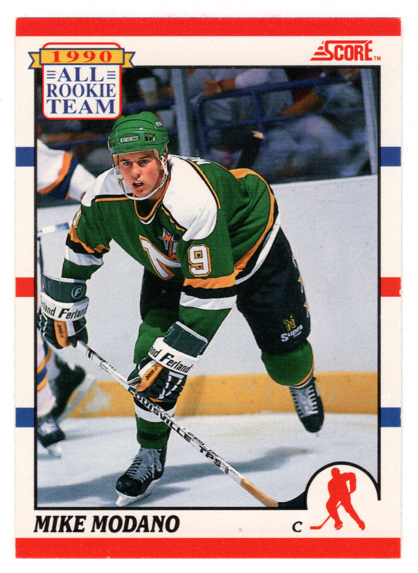 Mike Modano - Minnesota North Stars - All Rookie Team (NHL Hockey Card) 1990-91 Score # 327 Mint