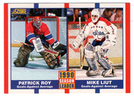 Patrick Roy - Mike Liut - League Leaders (NHL Hockey Card) 1990-91 Score # 354 Mint