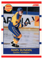 Mats Sundin RC - Quebec Nordiques (NHL Hockey Card) 1990-91 Score # 398 Mint