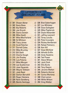 Checklist # 301 - # 400 (MLB Baseball Card) 1990 Upper Deck # 400 Mint