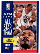 Karl Malone - Utah Jazz - All-Star Team (NBA Basketball Card) 1991-92 Fleer # 219 Mint