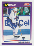 Owen Nolan - Quebec Nordiques (NHL Hockey Card) 1991-92 Score American # 143 Mint