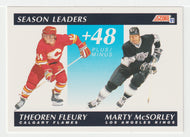 Theo Fleury - Marty McSorley - Season Leaders - +/- (NHL Hockey Card) 1991-92 Score American # 407 Mint