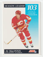 Al MacInnis - Calgary Flames - Season Leader - Defenceman Points (NHL Hockey Card) 1991-92 Score American # 409 Mint