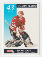 Ed Belfour - Chicago Blackhawks - Season Leader - Wins (NHL Hockey Card) 1991-92 Score American # 410 Mint