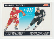 Theo Fleury - Marty McSorley - Season Leaders - Plus-Minus (NHL Hockey Card) 1991-92 Score Canadian # 297 Mint
