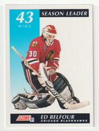 Ed Belfour - Chicago Blackhawks - Season Leaders - Wins (NHL Hockey Card) 1991-92 Score Canadian # 300 Mint