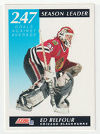 Ed Belfour - Chicago Blackhawks - Season Leaders - Goals Against Average (NHL Hockey Card) 1991-92 Score Canadian # 301 Mint