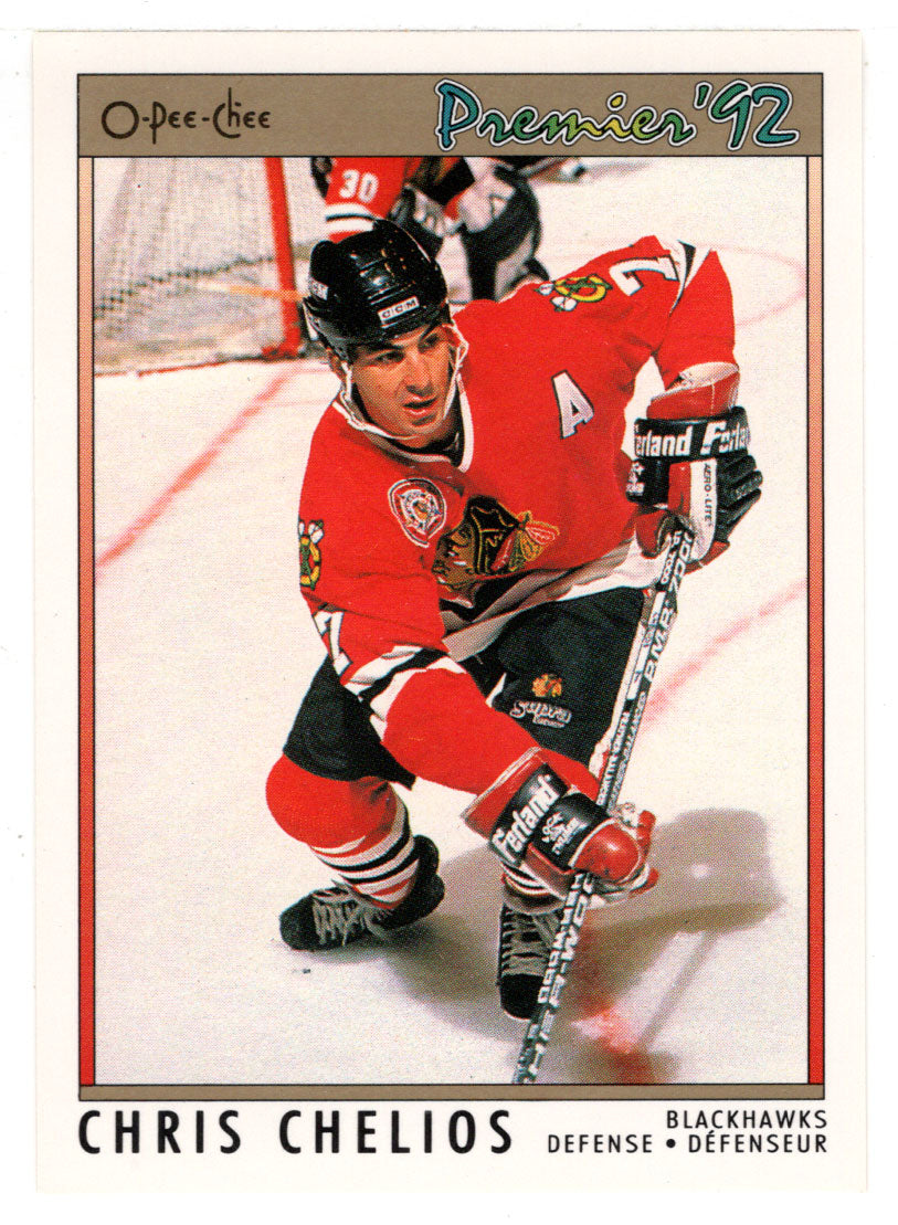 Chris Chelios - Chicago Blackhawks (NHL Hockey Card) 1991-92 O-Pee-Chee Premier # 17 Mint