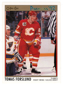 Tomas Forslund RC - Calgary Flames (NHL Hockey Card) 1991-92 O-Pee-Chee Premier # 31 Mint