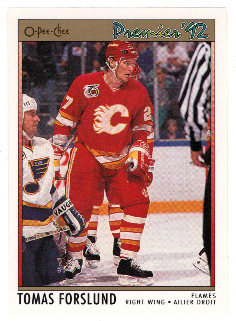 Tomas Forslund RC - Calgary Flames (NHL Hockey Card) 1991-92 O-Pee-Chee Premier # 31 Mint