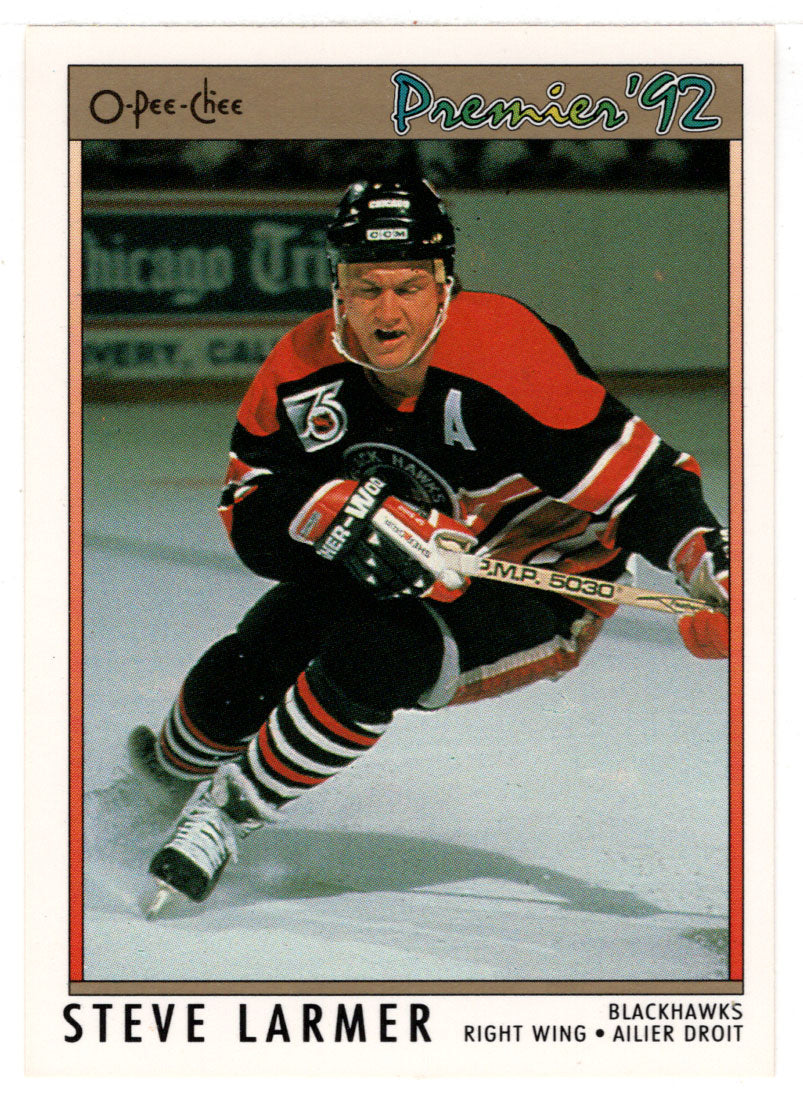 Steve Larmer - Chicago Blackhawks (NHL Hockey Card) 1991-92 O-Pee-Chee Premier # 60 Mint