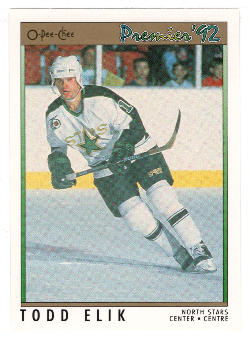 Todd Elik - Minnesota North Stars (NHL Hockey Card) 1991-92 O-Pee-Chee Premier # 74 Mint