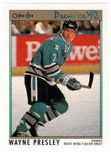 Wayne Presley - San Jose Sharks (NHL Hockey Card) 1991-92 O-Pee-Chee Premier # 89 Mint