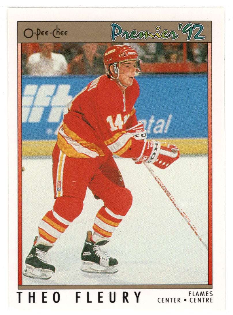 Theo Fleury - Calgary Flames (NHL Hockey Card) 1991-92 O-Pee-Chee Premier # 92 Mint