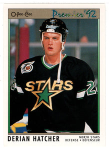 Derian Hatcher - Minnesota North Stars (NHL Hockey Card) 1991-92 O-Pee-Chee Premier # 143 Mint