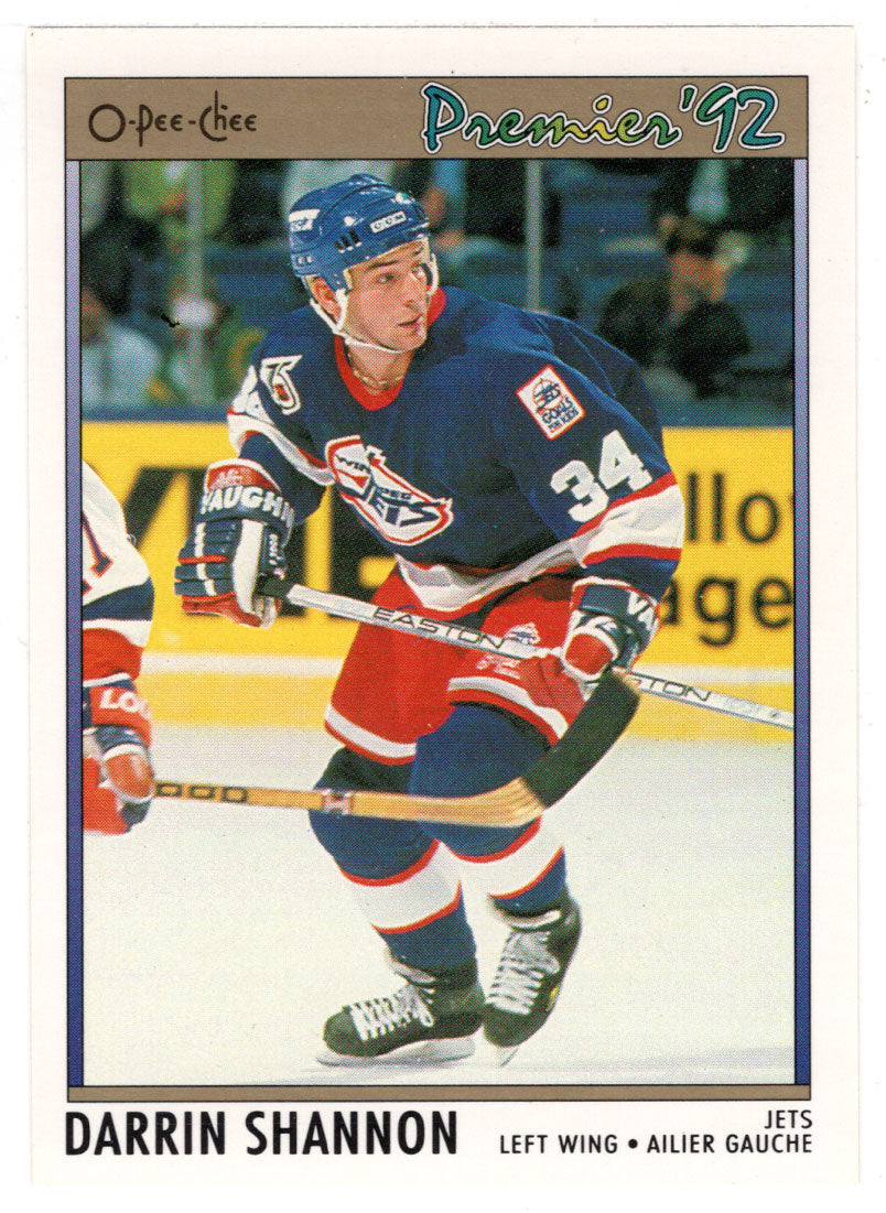 Darrin Shannon - Winnipeg Jets (NHL Hockey Card) 1991-92 O-Pee-Chee Premier # 146 Mint