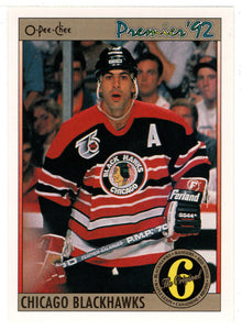 Chris Chelios - Chicago Blackhawks (NHL Hockey Card) 1991-92 O-Pee-Chee Premier # 150 Mint