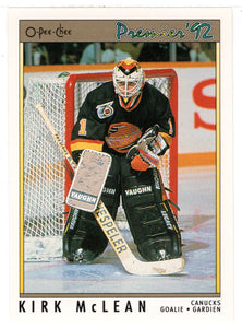 Kirk McLean - Vancouver Canucks (NHL Hockey Card) 1991-92 O-Pee-Chee Premier # 158 Mint