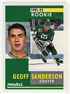 Geoff Sanderson RC - Hartford Whalers (NHL Hockey Card) 1991-92 Pinnacle # 309 Mint