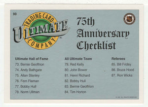 Checklist # 1 (NHL Hockey Card) 1991-92 Ultimate Original Six # 99 Mint