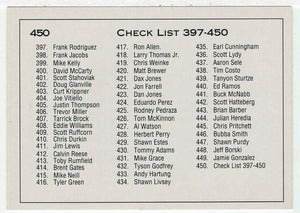 Checklist # 7 (MLB - Minor League Baseball Card) 1991 Classic Best # 450 Mint