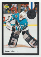 Jarmo Myllys - San Jose Sharks - Euro-Stars (NHL Hockey Card) 1992-93 Upper Deck # E19 Mint