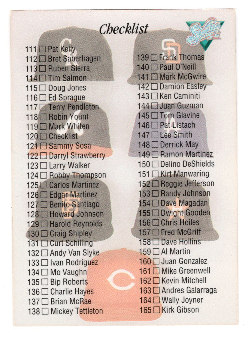 Checklist # 2 - # 111 - # 220 (MLB Baseball Card) 1993 Leaf Studio # 220 Mint