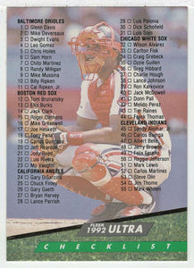 Checklist # 1 - Sandy Alomar Jr. (MLB Baseball Card) 1992 Fleer Ultra # 298 Mint