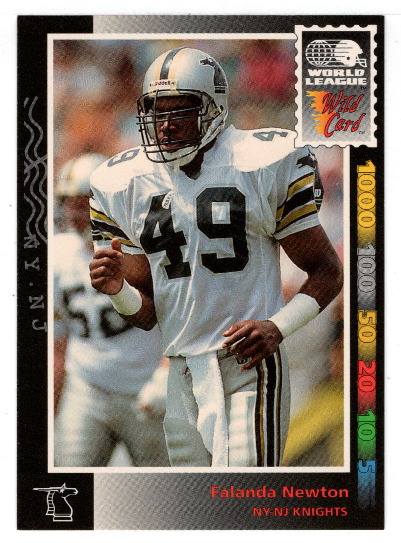 Falanda Newton - NY NJ Knights (WLAF Football Card) 1992 Wild Card