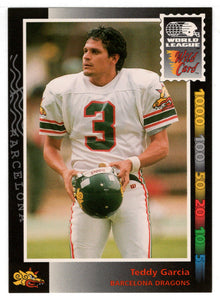 Teddy Garcia - Barcelona Dragons (WLAF Football Card) 1992 Wild Card WLAF World League # 89 Mint