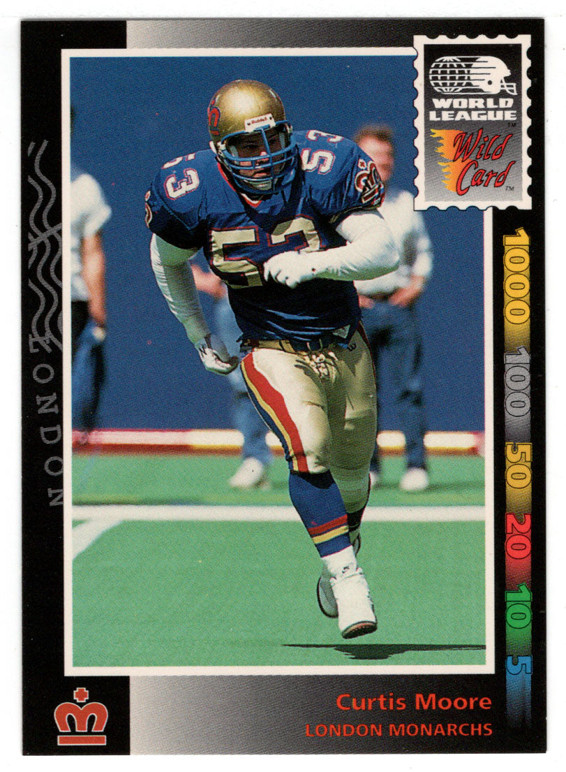 Curtis Moore - London Monarchs (WLAF Football Card) 1992 Wild Card WLAF World League # 115 Mint