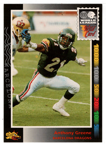 Anthony Greene - Barcelona Dragons (WLAF Football Card) 1992 Wild Card WLAF World League # 132 Mint