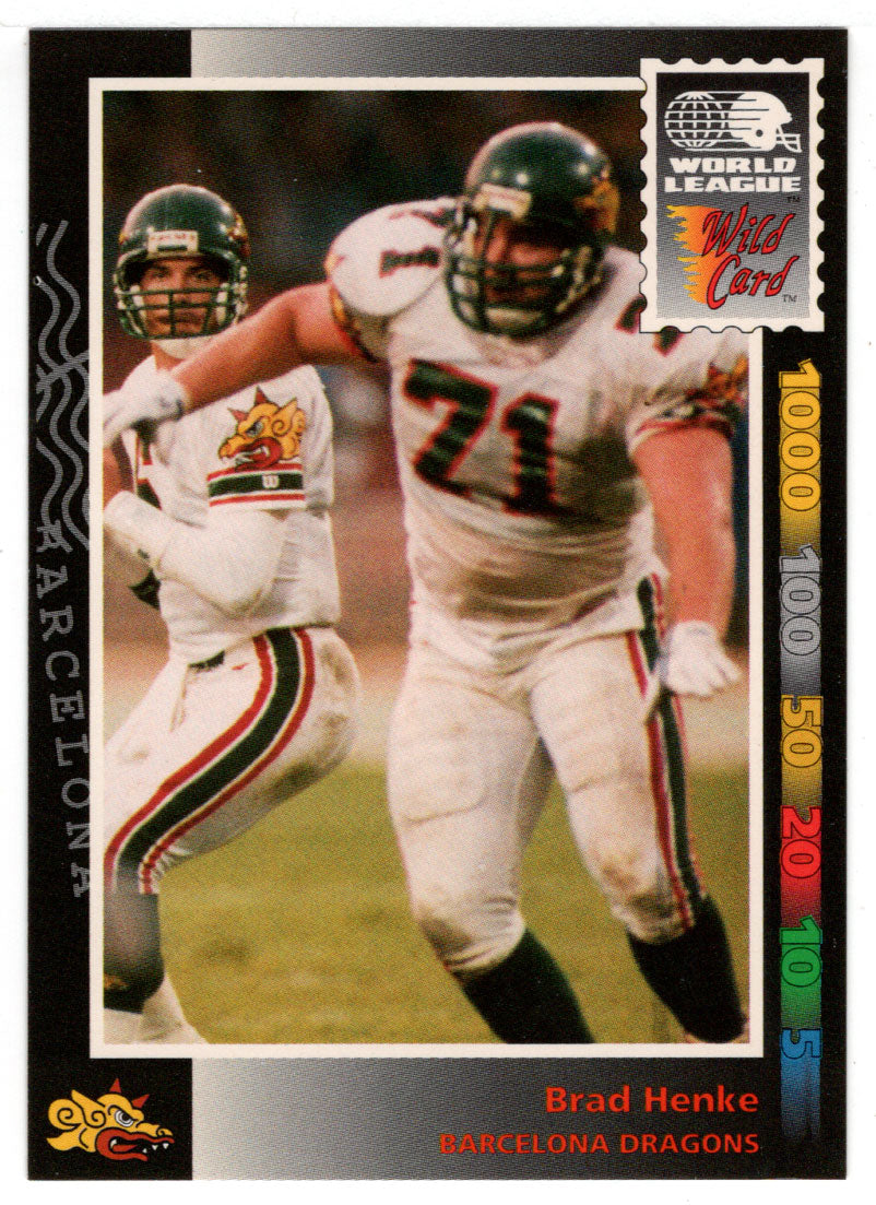 Brad Henke - Barcelona Dragons (WLAF Football Card) 1992 Wild Card WLAF World League # 137 Mint