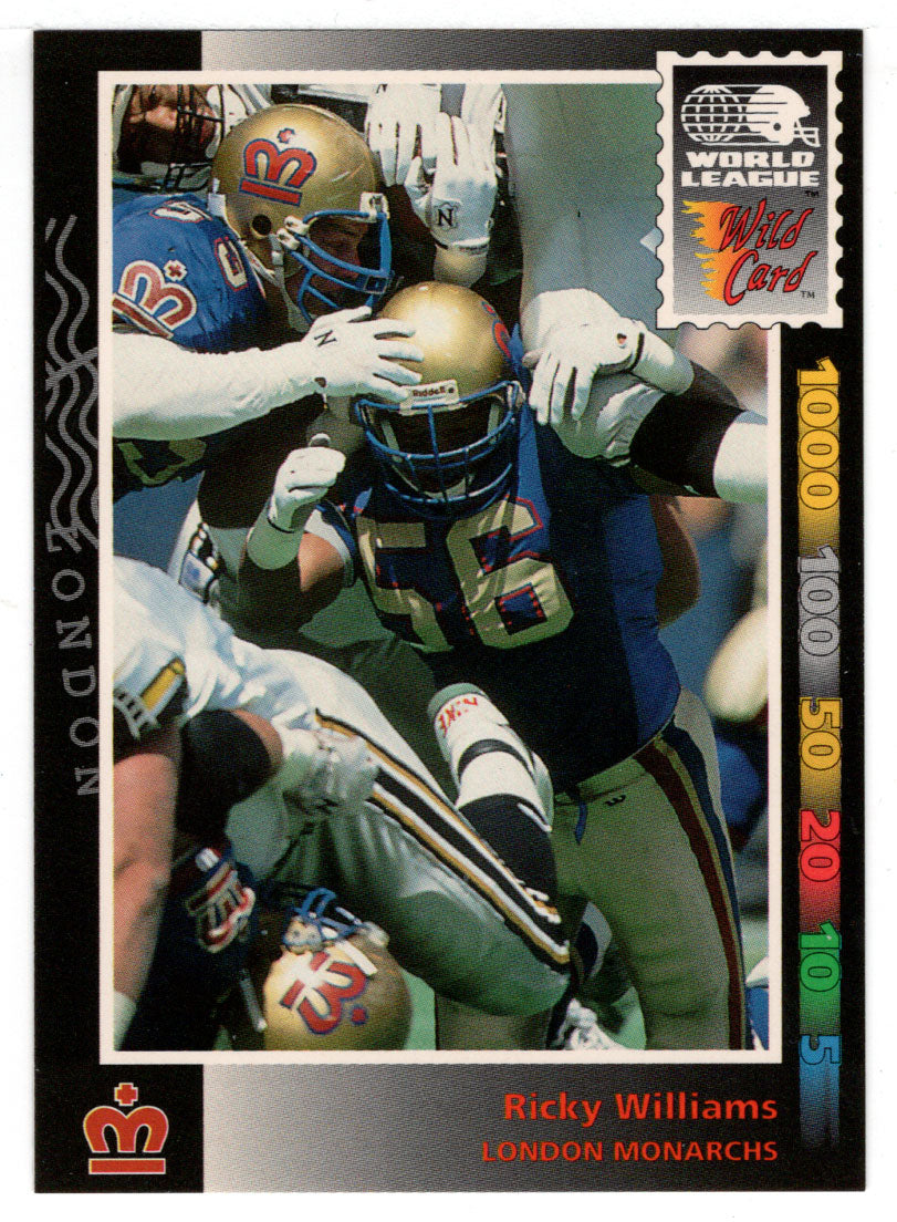 Rickey Williams - London Monarchs (WLAF Football Card) 1992 Wild Card WLAF World League # 141 Mint