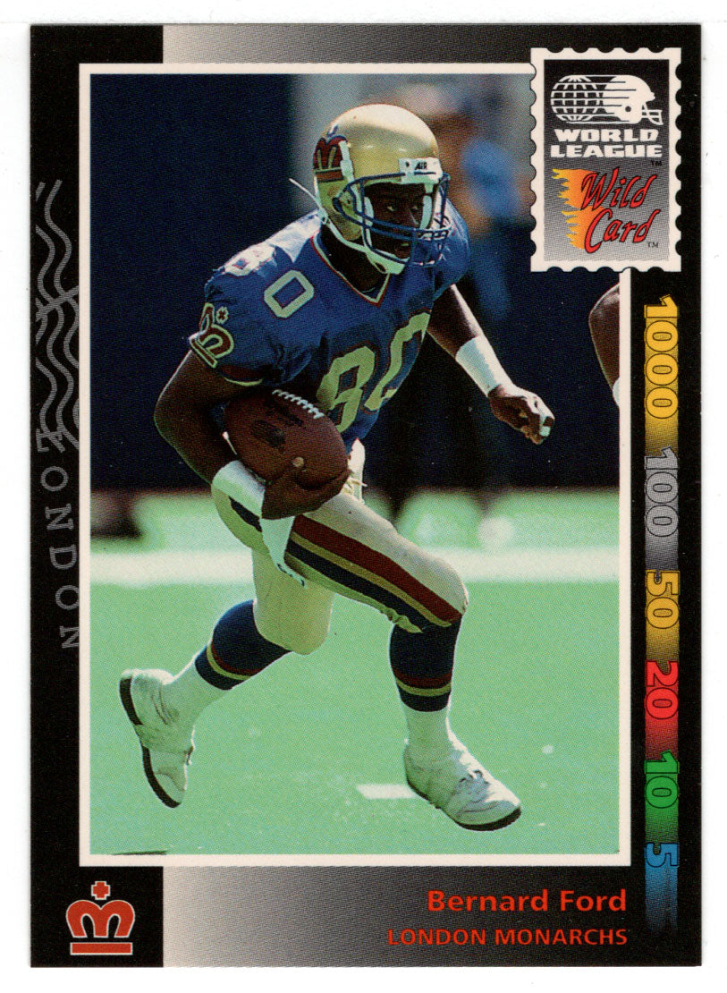 Bernard Ford - London Monarchs (WLAF Football Card) 1992 Wild Card WLAF World League # 147 Mint