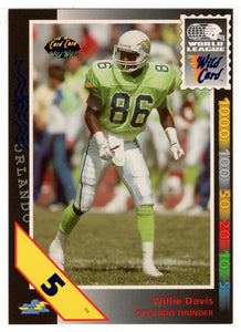 Willie Davis - Orlando Thunder - Stripe 5 (WLAF Football Card) 1992 Wild Card WLAF World League # 59 Mint
