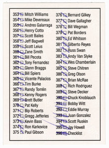 Checklist # 5 - # 317 - # 396 (MLB Baseball Card) 1992 Donruss # 396 (Filled In)