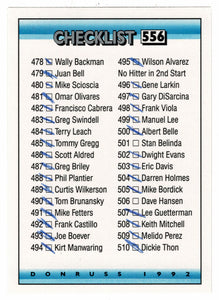 Checklist # 7 - # 478 - # 555 (MLB Baseball Card) 1992 Donruss # 556 (Filled In)