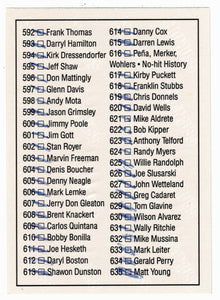 Checklist # 8 - # 556 - # 635 (MLB Baseball Card) 1992 Donruss # 636 (Filled In)