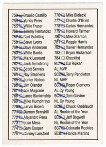 Checklist # 10 - # 717 - # 784 - # BC1 - # BC8 (MLB Baseball Card) 1992 Donruss # 784 (Filled In)