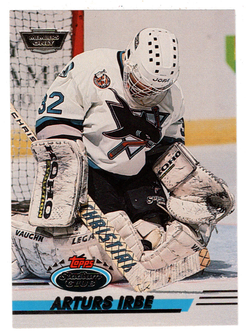 Arturs Irbe - San Jose Sharks (NHL Hockey Card) 1993-94 Topps Stadium Club # 4 Mint