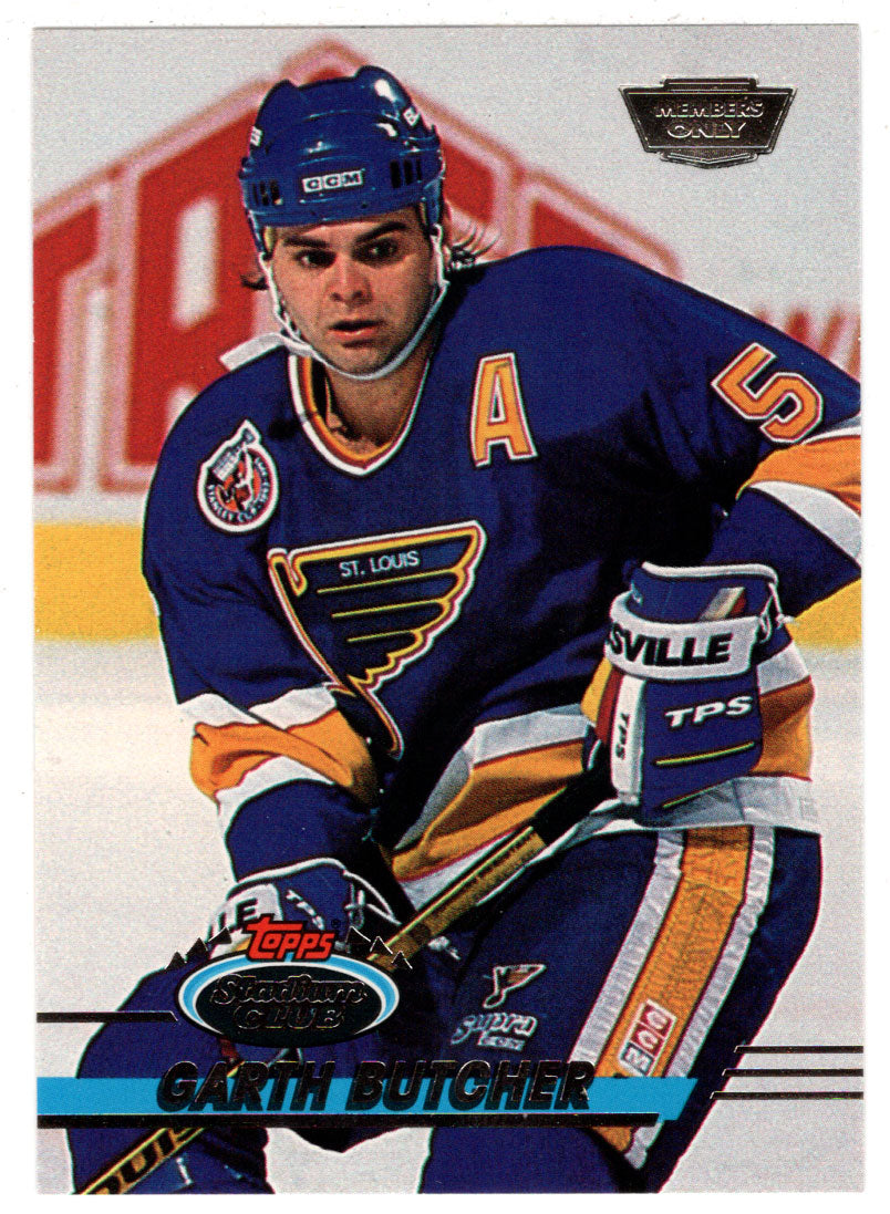 Garth Butcher - St. Louis Blues (NHL Hockey Card) 1993-94 Topps Stadium Club # 21 Mint