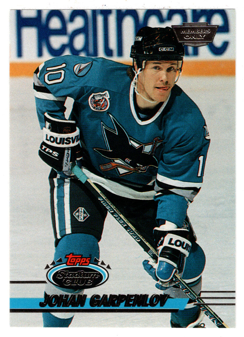 Johan Garpenlov - San Jose Sharks (NHL Hockey Card) 1993-94 Topps Stadium Club # 44 Mint