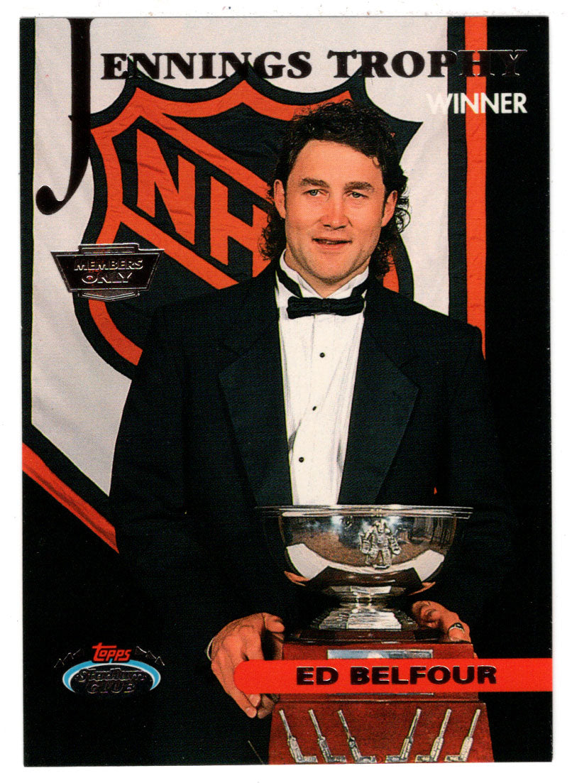 Ed Belfour - Chicago Blackhawks - Jennings Trophy (NHL Hockey Card) 1993-94 Topps Stadium Club # 144 Mint