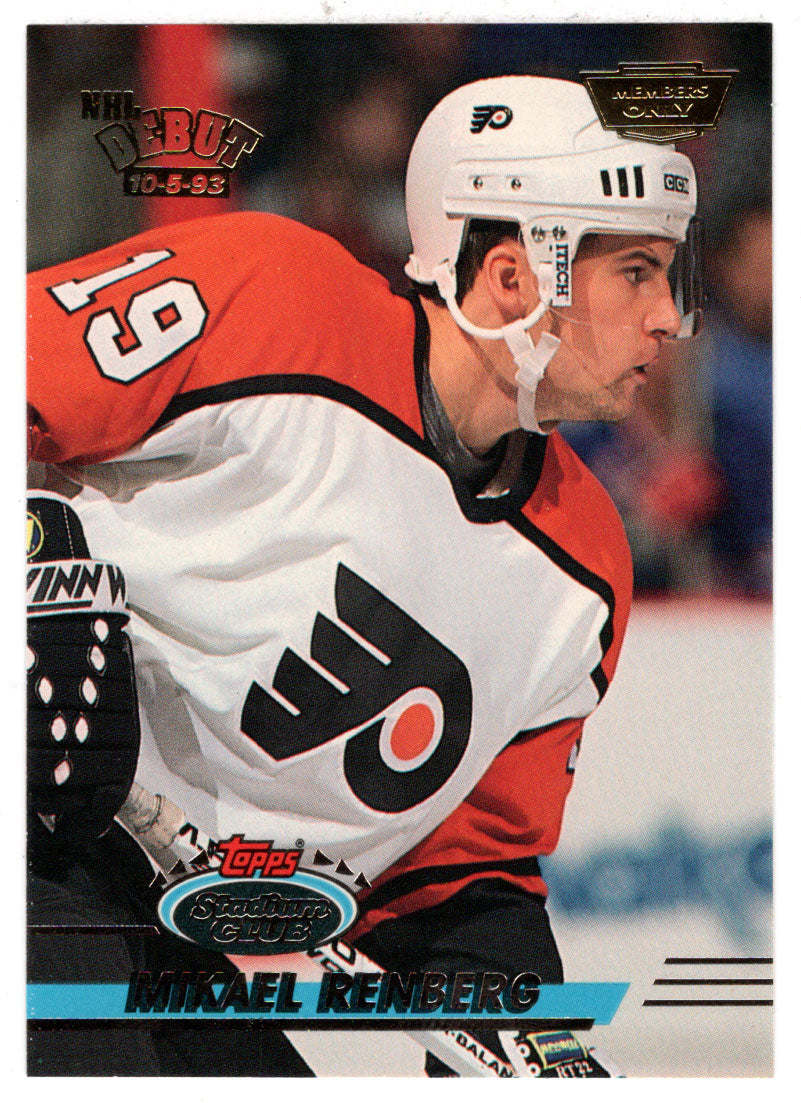 Mikael Renberg - Philadelphia Flyers (NHL Hockey Card) 1993-94 Topps Stadium Club # 269 Mint