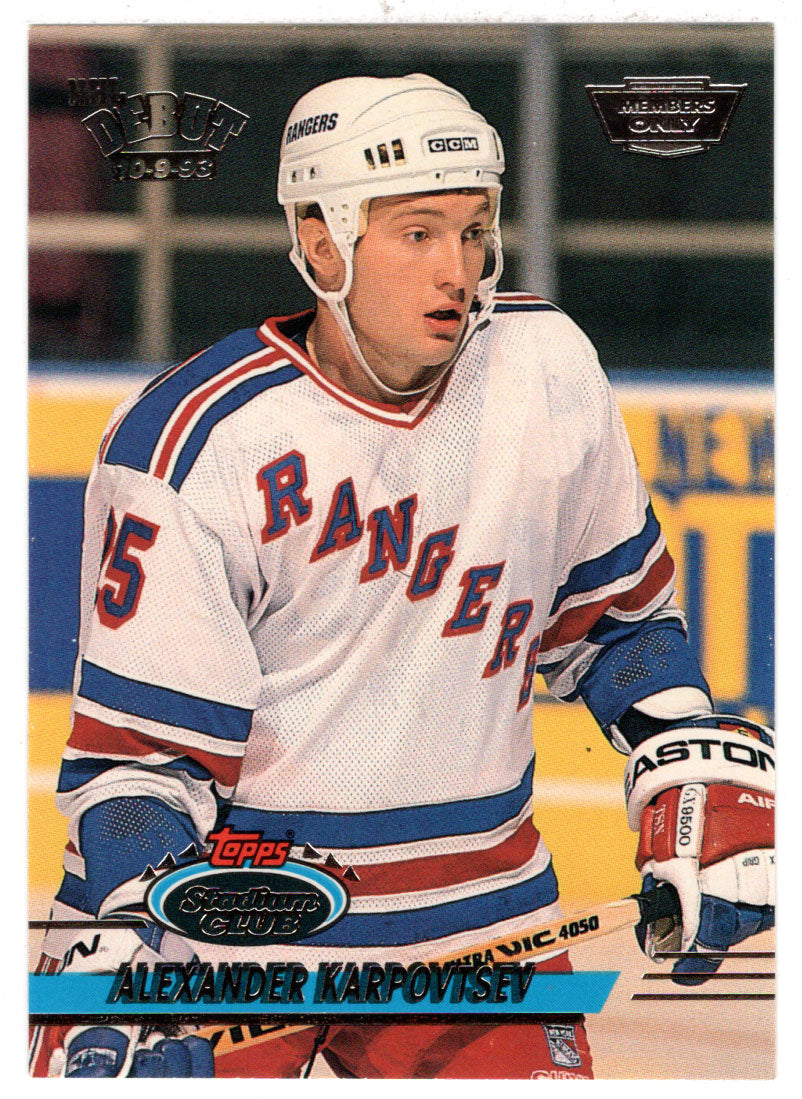 Alexander Karpovtsev - New York Rangers (NHL Hockey Card) 1993-94 Topps Stadium Club # 291 Mint